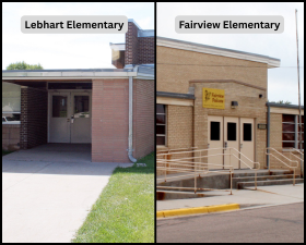 Front entrance to Lebhart and Fairview Elementary Schools